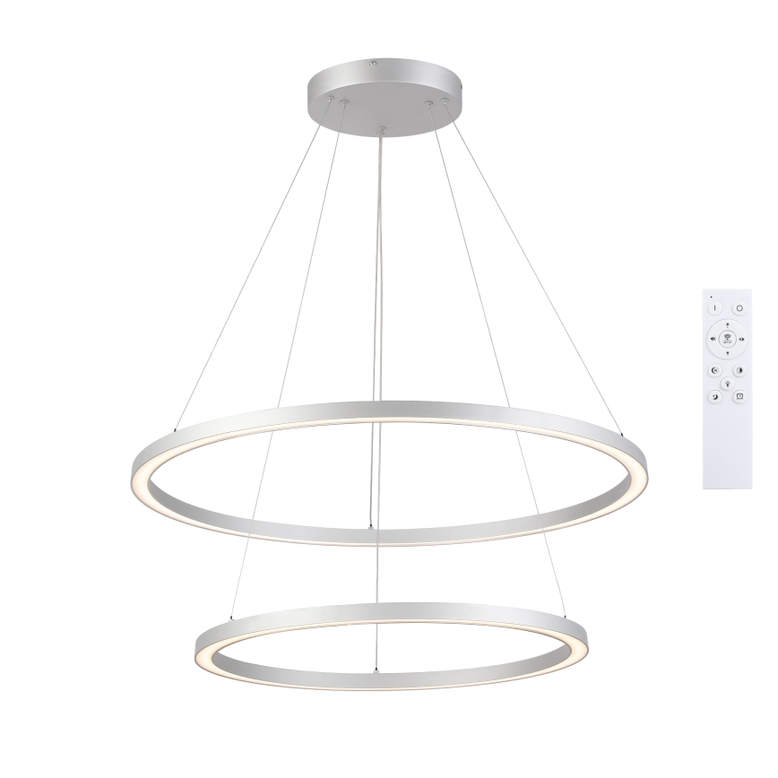 Brilagi - LED-dimbare hanglamp met kabel PORTOFINO LED/98W/230V 3000-6000K Ø 80 cm zilver + afstandsbediening