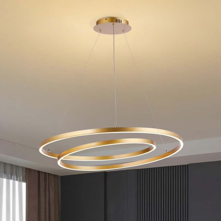 Brilagi - Dimbare LED-hanglamp aan kabel TWISTER LED/105W/230V 3000-6000K Ø 100 cm goud + afstandsbediening