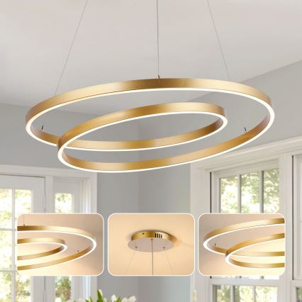 Brilagi - Dimbare LED-hanglamp aan kabel TWISTER LED/105W/230V 3000-6000K Ø 100 cm goud + afstandsbediening