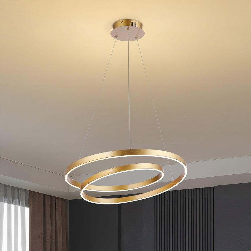 Brilagi - LED dimbare hanglamp aan kabel TWISTER LED/48W/230V 3000-6000K Ø 50 cm goud + afstandsbediening
