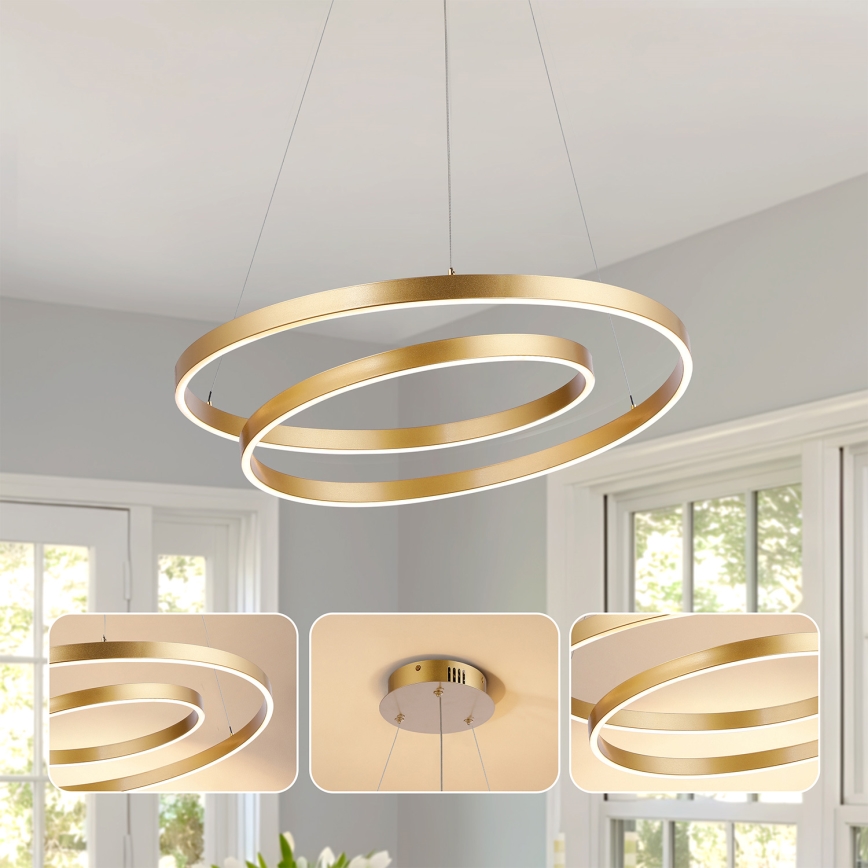 Brilagi - LED dimbare hanglamp aan kabel TWISTER LED/48W/230V 3000-6000K Ø 50 cm goud + afstandsbediening