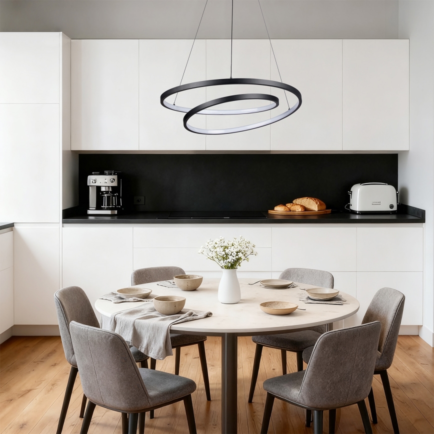 Brilagi - Dimbare LED-hanglamp aan kabel TWISTER LED/48W/230V 3000-6000K Ø 50 cm zwart + afstandsbediening