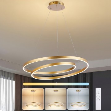 Brilagi - LED dimbare hanglamp aan kabel TWISTER LED/75W/230V 3000-6000K diam. 70 cm goudkleurig + afstandsbediening