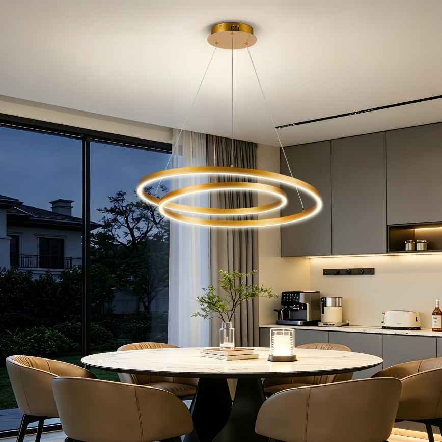 BRILAGI - Dimbare LED-hanglamp aan kabel TWISTER LED/75W/230V 3000–6000K Ø 70 cm goud + afstandsbediening