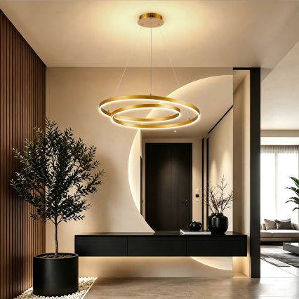 BRILAGI - Dimbare LED-hanglamp aan kabel TWISTER LED/75W/230V 3000–6000K Ø 70 cm goud + afstandsbediening