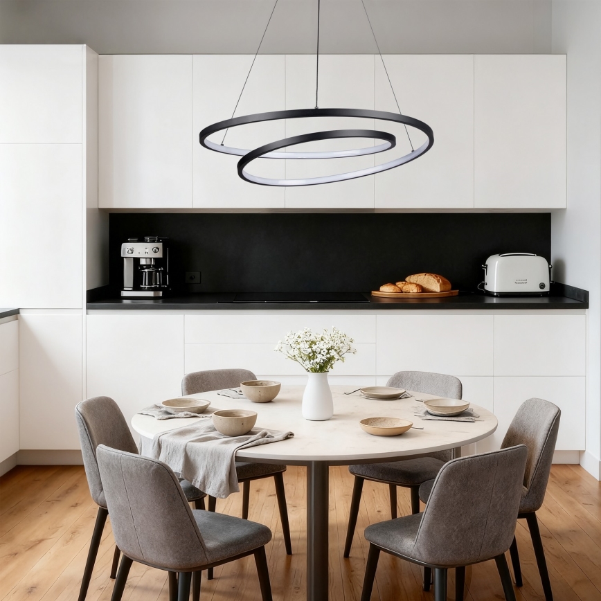 Brilagi - LED dimbare hanglamp aan kabel TWISTER LED/75W/230V 3000-6000K Ø 70 cm zwart + afstandsbediening