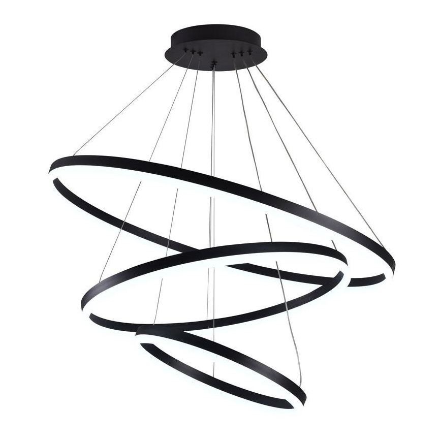 Brilagi - dimbare LED-hanglamp aan kabel CIRCLE LED/125W/230V 3000-6500K Ø 80 cm zwart + afstandsbediening