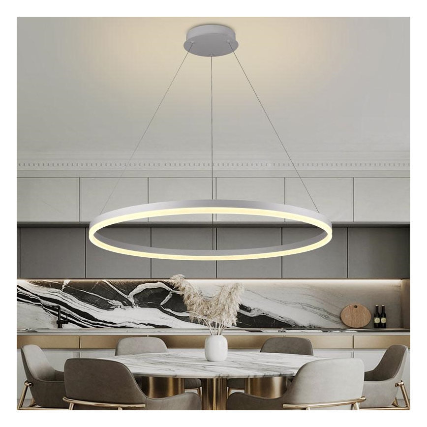 Brilagi - Dimbare LED-pendellamp CIRCLE, 55W/230V, 3000–6500K, Ø 80 cm, wit + afstandsbediening
