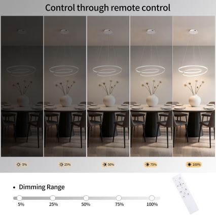 Brilagi - Dimbare LED-hanglamp met kabel TWISTER LED/48W/230V 3000-6000K Ø 50 cm wit + afstandsbediening