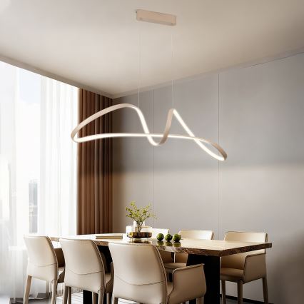 Brilagi - LED-dimbare hanglamp aan kabel TWISTER LED/60W/230V 3000-6000K beige + afstandsbediening