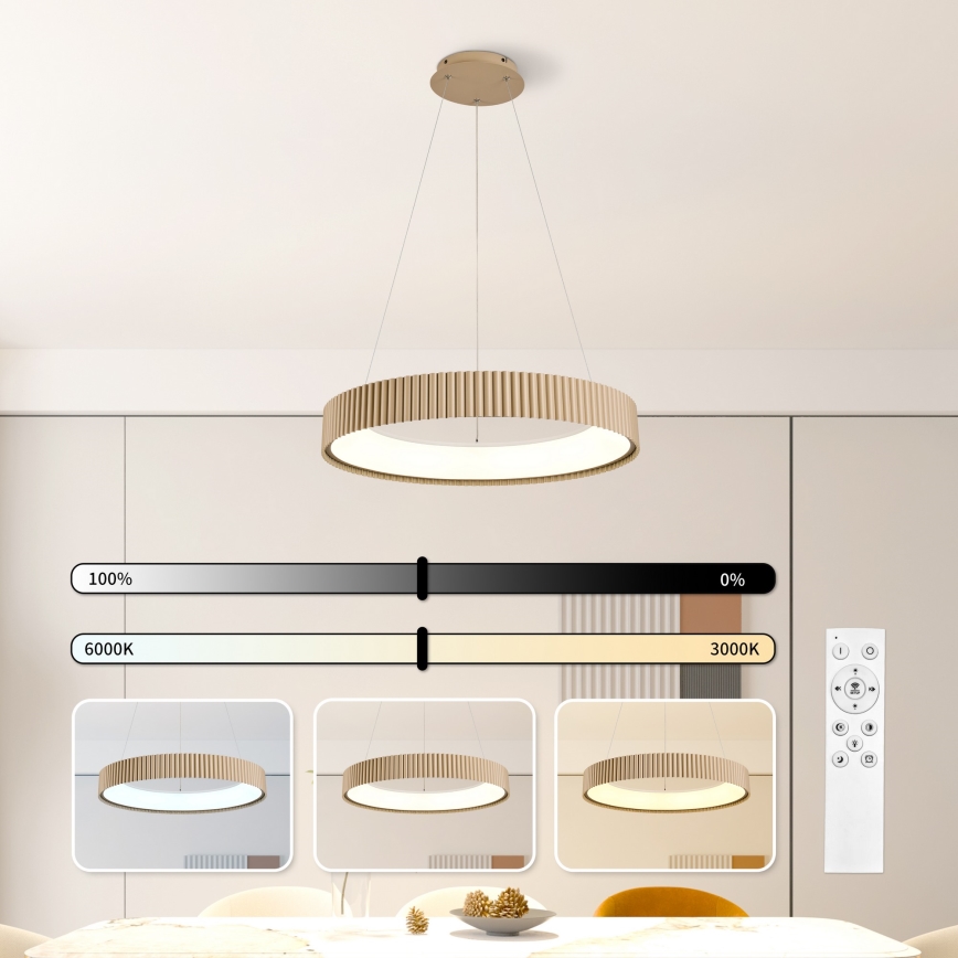 Brilagi - LED-dimbare hanglamp met kabelophanging FALCON MODERN LED/54W/230V 3000-6500K Ø 60 cm beige + afstandsbediening