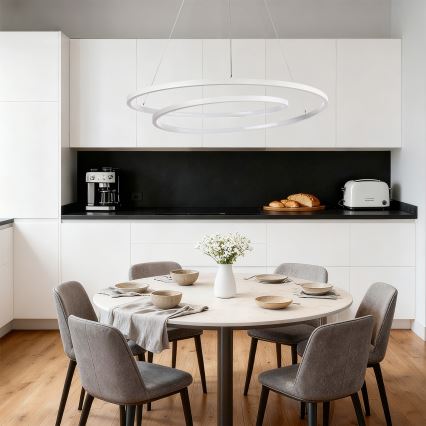 Brilagi - LED-dimbare hanglamp aan kabel TWISTER LED/105W/230V 3000-6000K Ø 100 cm wit + afstandsbediening