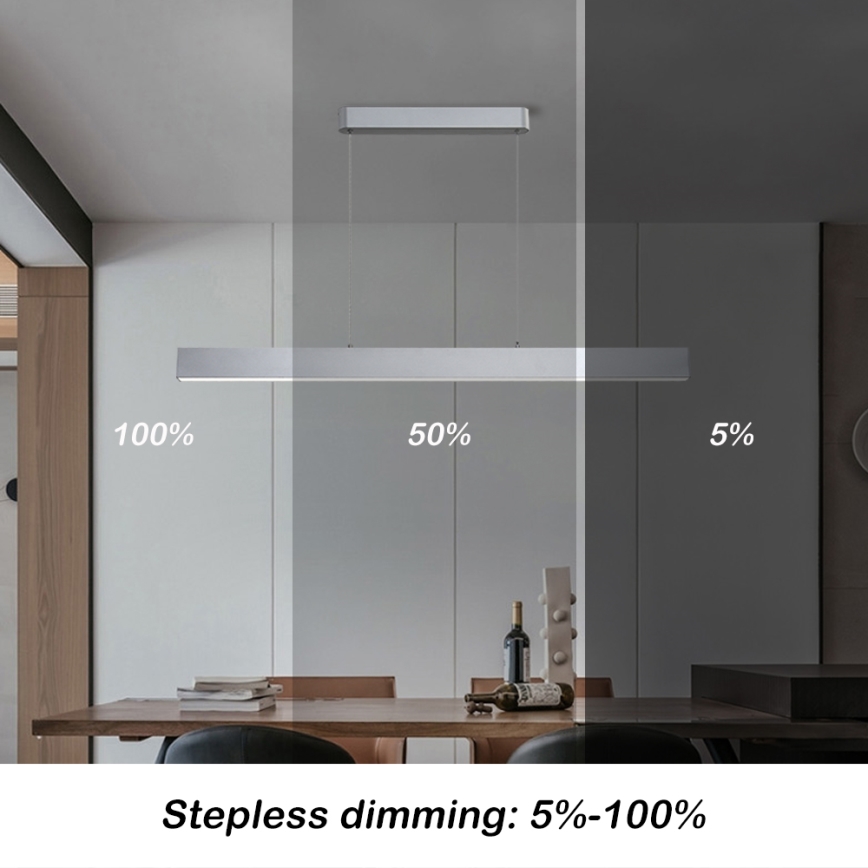 Brilagi - LED Dimbare hanglamp met kabel SLEEKLINE SMART LED/40W/230V 3000-6000K Wi-Fi Tuya zilver + afstandsbediening