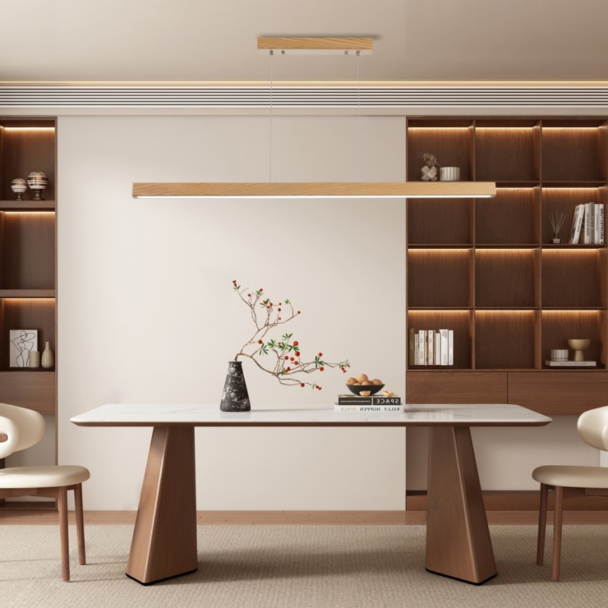 Brilagi - Dimbare LED-hanglamp met kabelophanging OAK SMART LED/30W/230V Wi-Fi Tuya eik + afstandsbediening