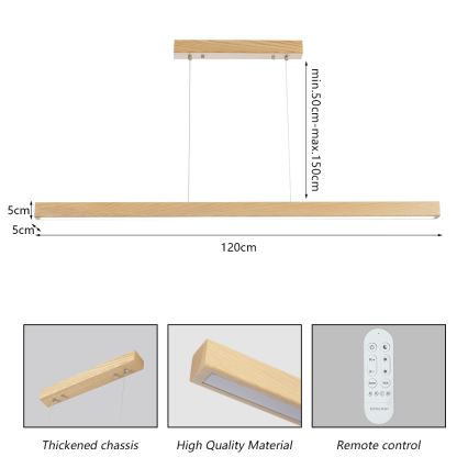 Brilagi - Dimbare LED-hanglamp met kabelophanging OAK SMART LED/30W/230V Wi-Fi Tuya eik + afstandsbediening