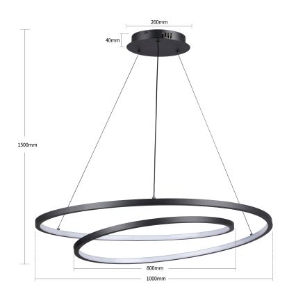 Brilagi - Dimbare LED-hanglamp aan kabel TWISTER LED/105W/230V 3000-6000K Ø 100 cm zwart + afstandsbediening