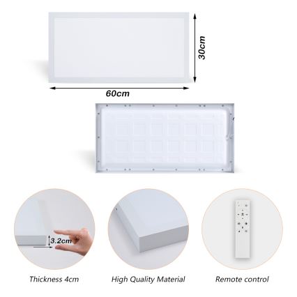 Brilagi - LED Dimbare Plafondlamp FRAME SMART LED/30W/230V 30x60 cm 3000-6000K IP44 wit + afstandsbediening