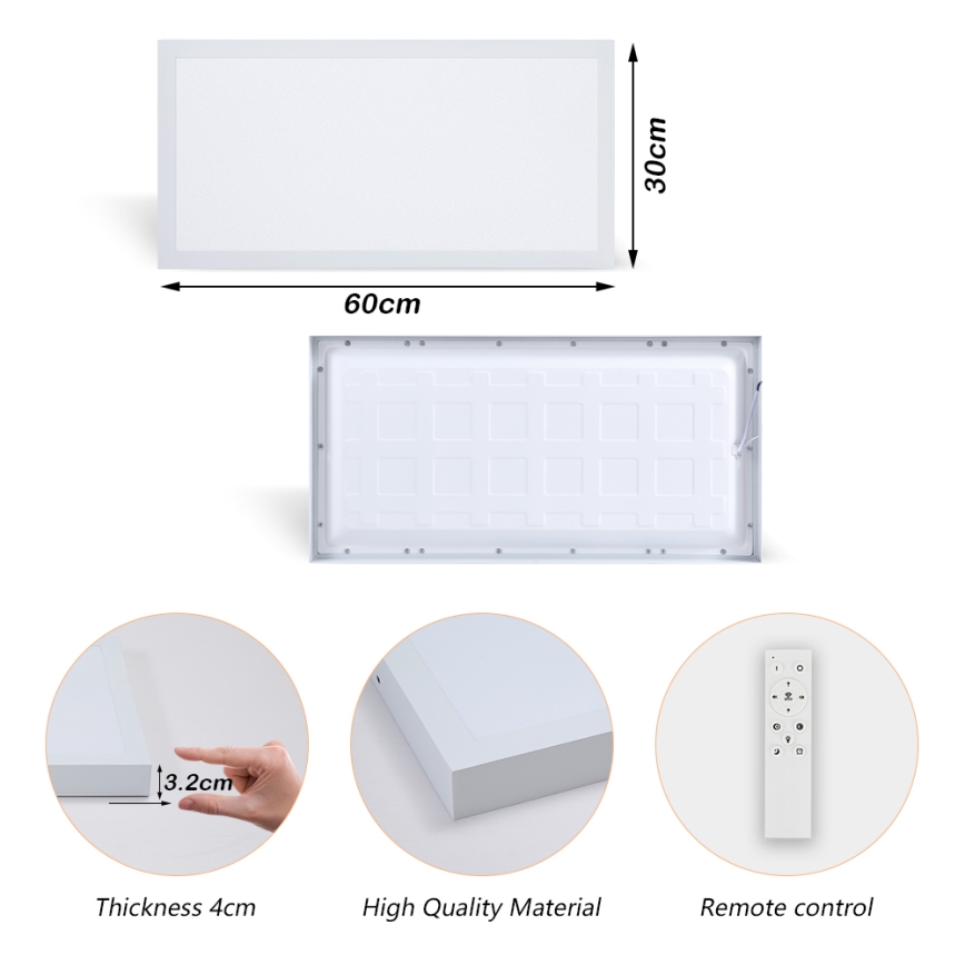 Brilagi - LED Dimbare Plafondlamp FRAME SMART LED/30W/230V 30x60 cm 3000-6000K IP44 wit + afstandsbediening