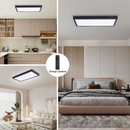 Brilagi - LED Dimbare badkamer plafondlamp FRAME SMART LED/30W/230V 30x60 cm 3000-6000K zwart + afstandsbediening