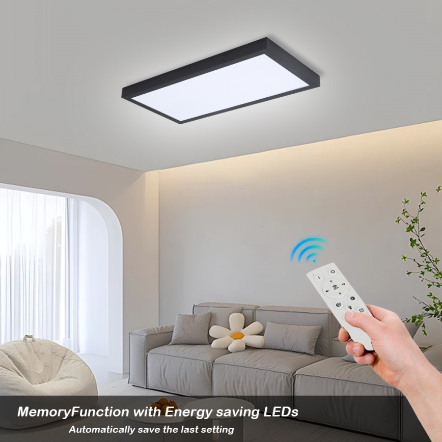 Brilagi - LED Dimbare badkamer plafondlamp FRAME SMART LED/30W/230V 30x60 cm 3000-6000K zwart + afstandsbediening