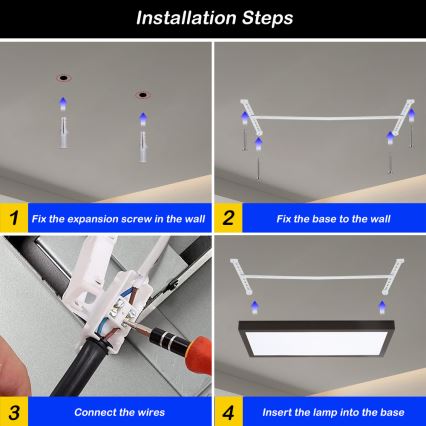 Brilagi - LED Dimbare badkamer plafondlamp FRAME SMART LED/30W/230V 30x60 cm 3000-6000K zwart + afstandsbediening