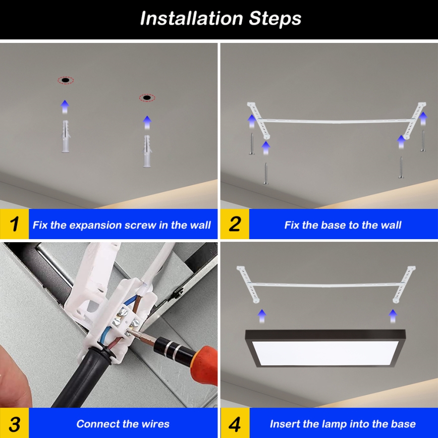 Brilagi - LED Dimbare badkamer plafondlamp FRAME SMART LED/30W/230V 30x60 cm 3000-6000K zwart + afstandsbediening