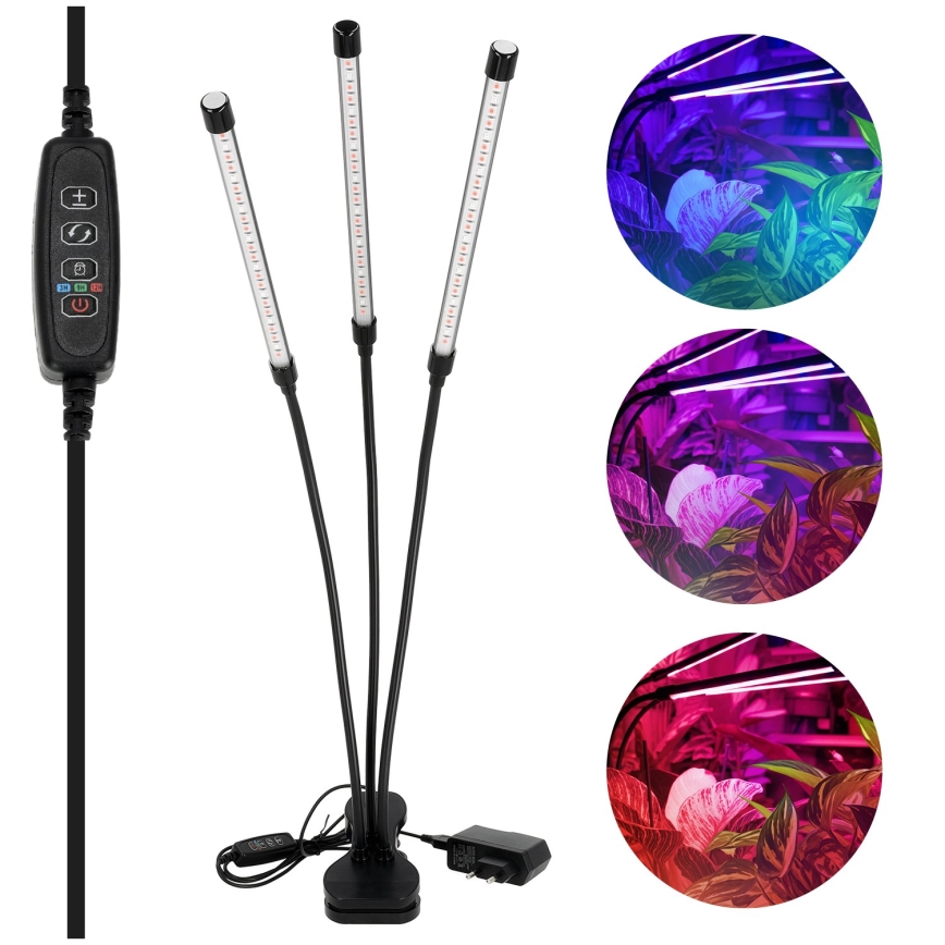 Brilagi - LED Dimbaar flexibel tafellamp met clip voor het kweken van planten VITABLOOM 3xLED/10W/230V zwart