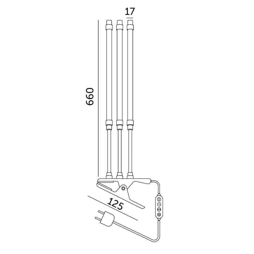 Brilagi - LED Dimbaar flexibel tafellamp met clip voor het kweken van planten VITABLOOM 3xLED/10W/230V zwart