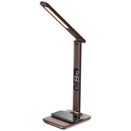 Brilagi - REGINA LED-dimbare tafellamp met draadloos QI-opladen en USB LED/8,5W/230V bruin