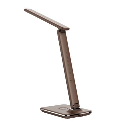 Brilagi - REGINA LED-dimbare tafellamp met draadloos QI-opladen en USB LED/8,5W/230V bruin