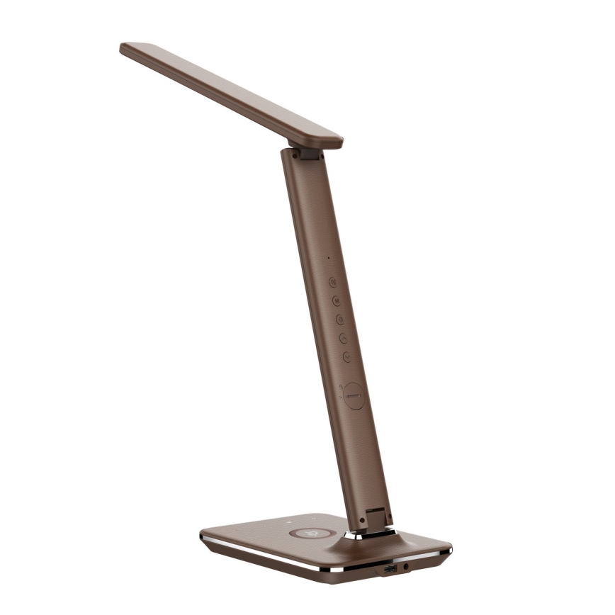 Brilagi - REGINA LED-dimbare tafellamp met draadloos QI-opladen en USB LED/8,5W/230V bruin