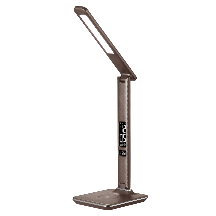 Brilagi - REGINA LED-dimbare tafellamp met draadloos QI-opladen en USB LED/8,5W/230V bruin