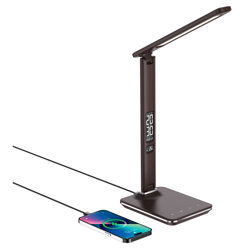 Brilagi - REGINA LED-dimbare tafellamp met draadloos QI-opladen en USB LED/8,5W/230V bruin