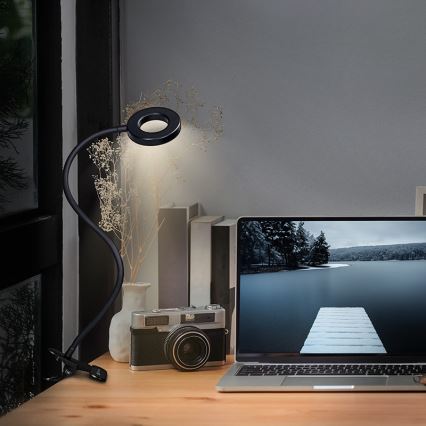 Brilagi -LED Dimbare lamp met klem ORBELA LED/8W/5V 3000/4000/5000K zwart