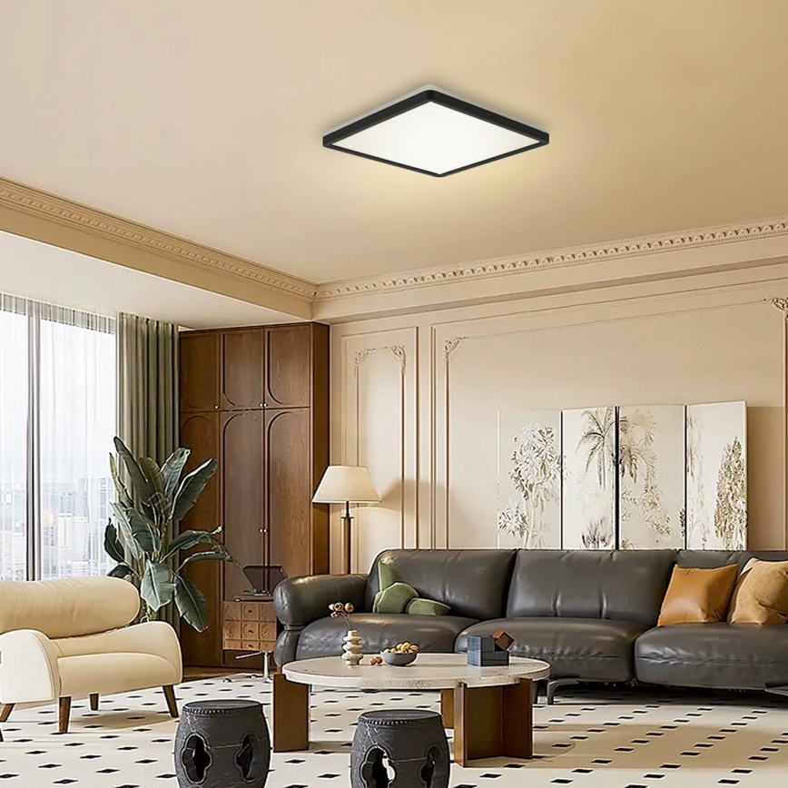 Brilagi - LED dimbare lamp met bewegings- en schemersensor ULTRA SLIM LED/18W/230V 30x30 cm + afstandsbediening