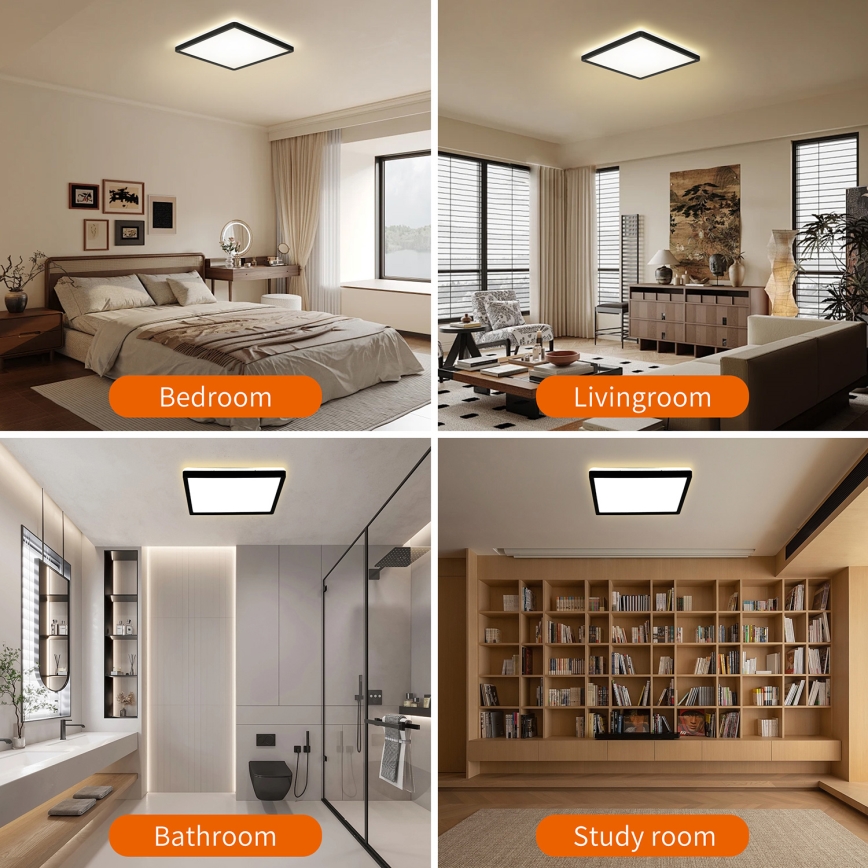 Brilagi - LED dimbare lamp met bewegings- en schemersensor ULTRA SLIM LED/18W/230V 30x30 cm + afstandsbediening