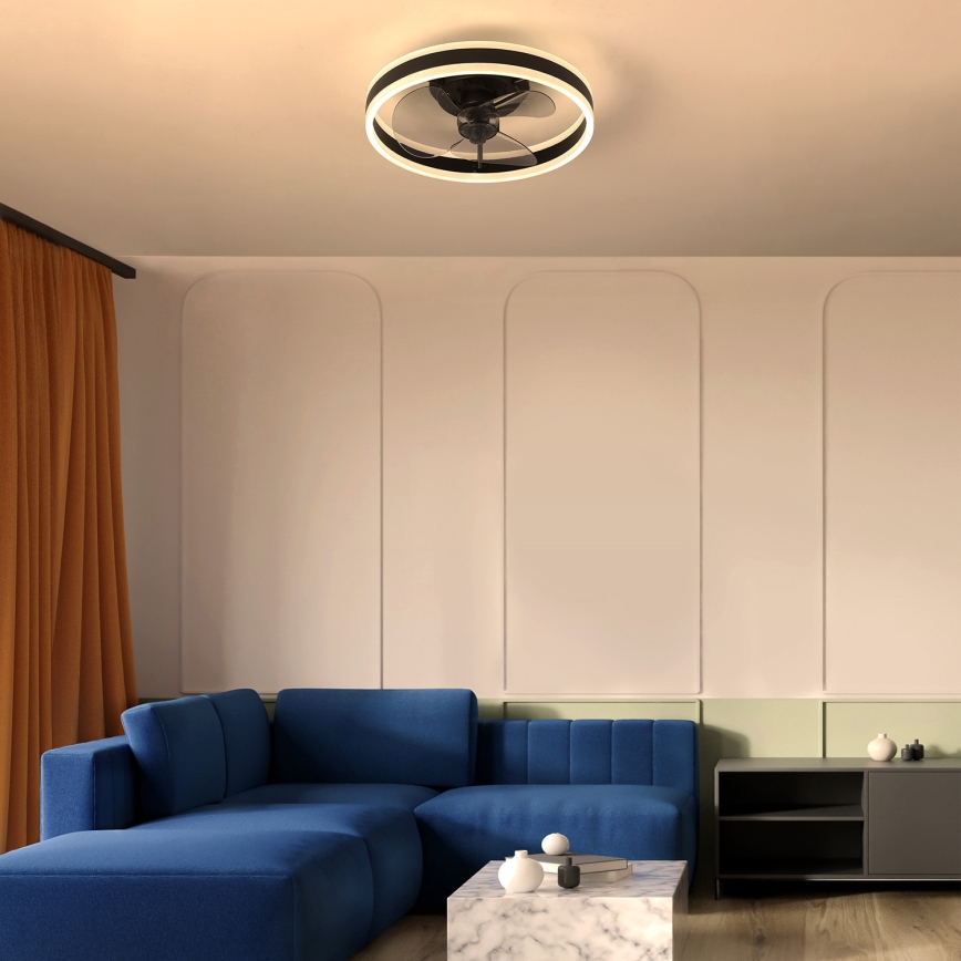 Brilagi - LED dimbare plafondlamp met ventilator LED/30W/230V 3000-6500K zwart + afstandsbediening