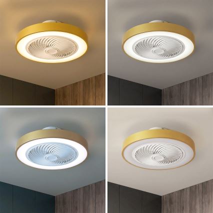 Brilagi - Dimbare LED-plafondlamp met ventilator LED/38W/230V 3000-6500K Ø 50 cm goudkleurig + afstandsbediening