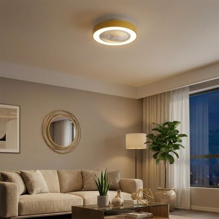 Brilagi - Dimbare LED-plafondlamp met ventilator LED/38W/230V 3000-6500K Ø 50 cm goudkleurig + afstandsbediening