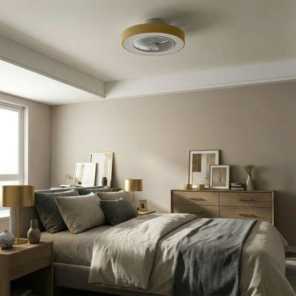 Brilagi - Dimbare LED-plafondlamp met ventilator LED/38W/230V 3000-6500K Ø 50 cm goudkleurig + afstandsbediening
