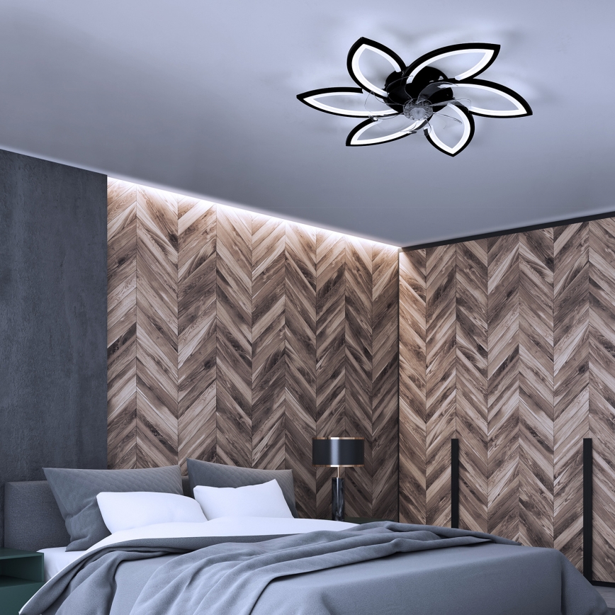 Brilagi - LED dimbare plafondlamp met ventilator LED/50W/230V 3000-6500K zwart + afstandsbediening