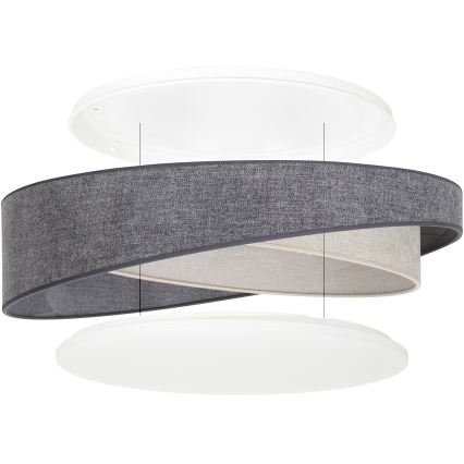BRILAGI - LED-dimbare plafondlamp VELVET TWIST LED/36W/230V 3000-6000K Ø65 cm Wi-Fi Tuya Beacon grijs/crème + afstandsbediening