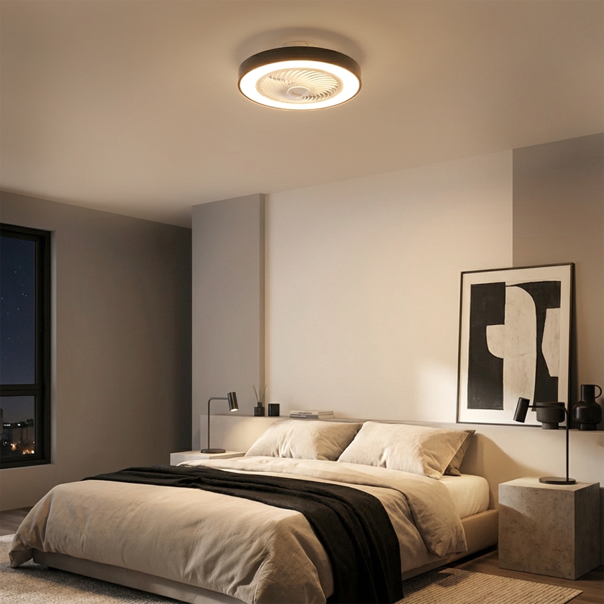 Brilagi - Dimbare LED-plafondventilator LED/30W/230V 3000-6500K Ø 50 cm zwart + afstandsbediening