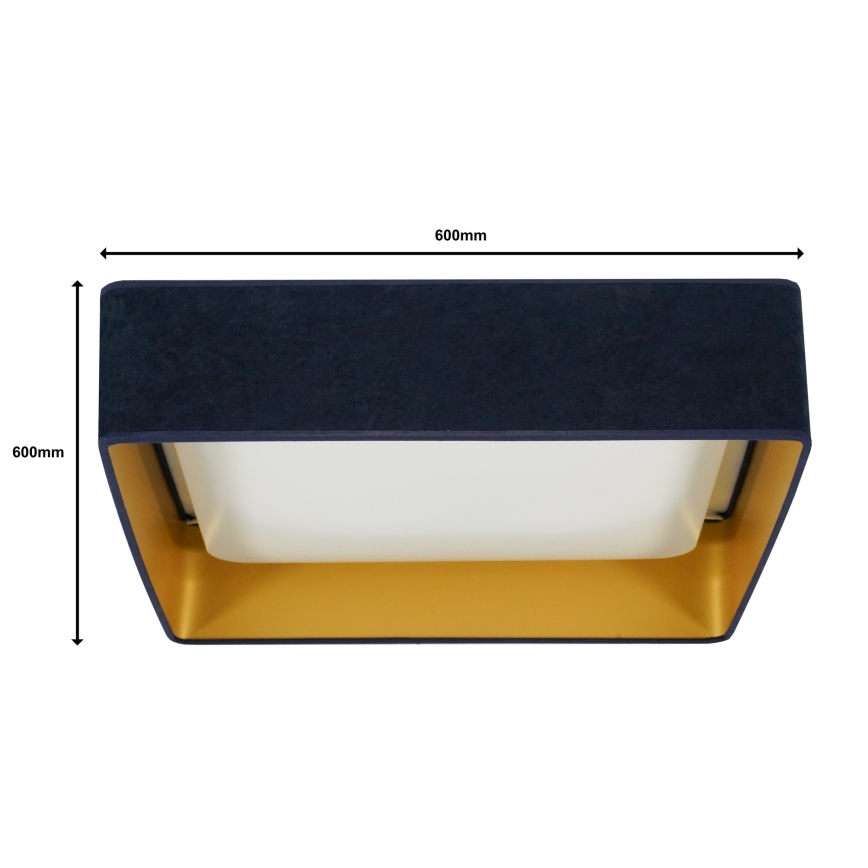 Brilagi - Dimbare LED-plafondlamp VELVET SQUARE SMART LED/36W/230V 60x60 cm 2700-6500K Wi-Fi Tuya + afstandsbediening donkerblauw