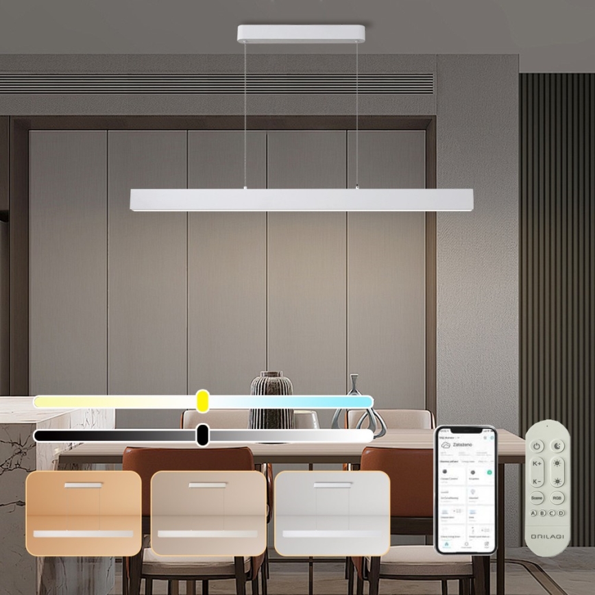 Brilagi - LED Dimbare Hanglamp SLEEKLINE SMART LED/40W/230V 3000-6000K Wi-Fi Tuya Wit + afstandsbediening