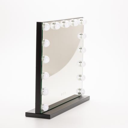BRILAGI - LED dimbare make-upspiegel HOLLYWOOD LED/15W/230V CCT + USB zwart