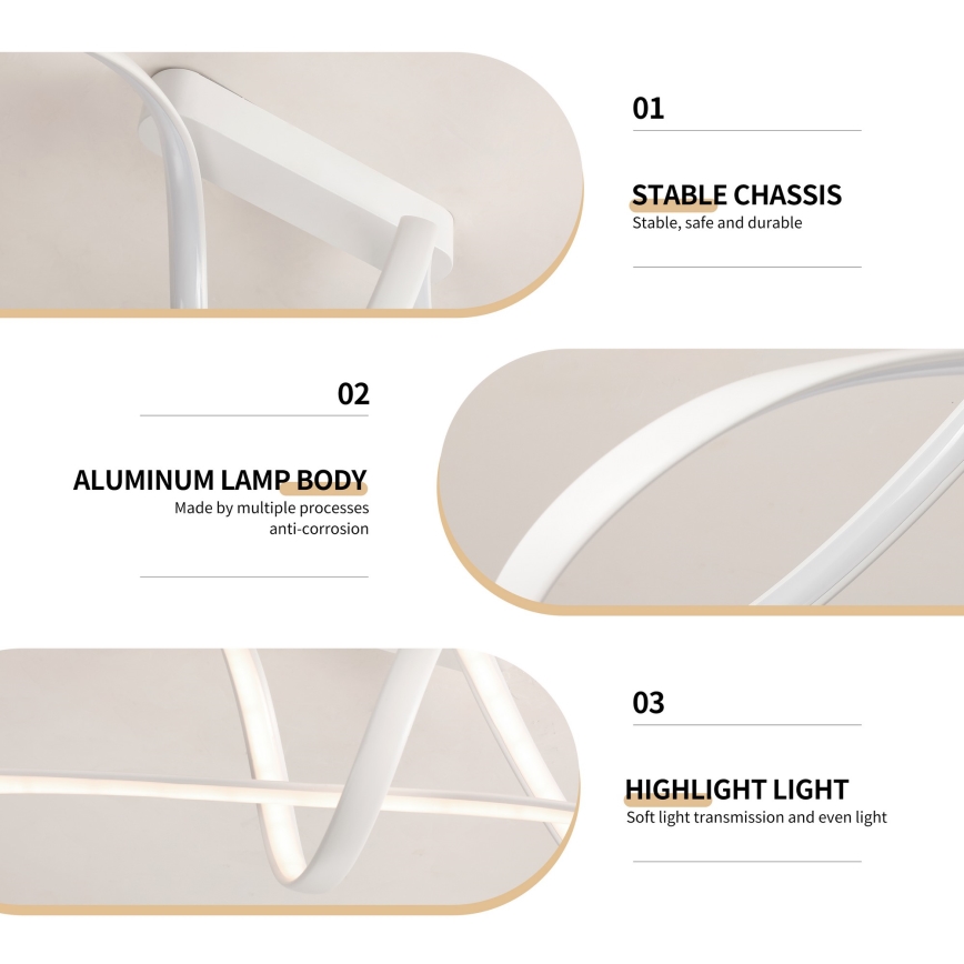 Brilagi - Dimbare LED-opbouwplafondlamp TWISTER LED/60W/230V 3000-6000K wit + afstandsbediening