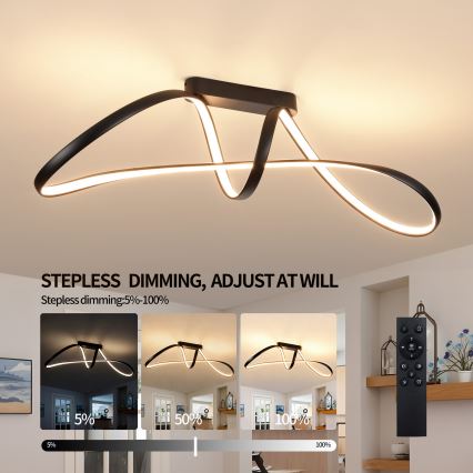 Brilagi - Dimbare LED-opbouwlamp TWISTER LED/60W/230V 3000-6000K zwart + afstandsbediening