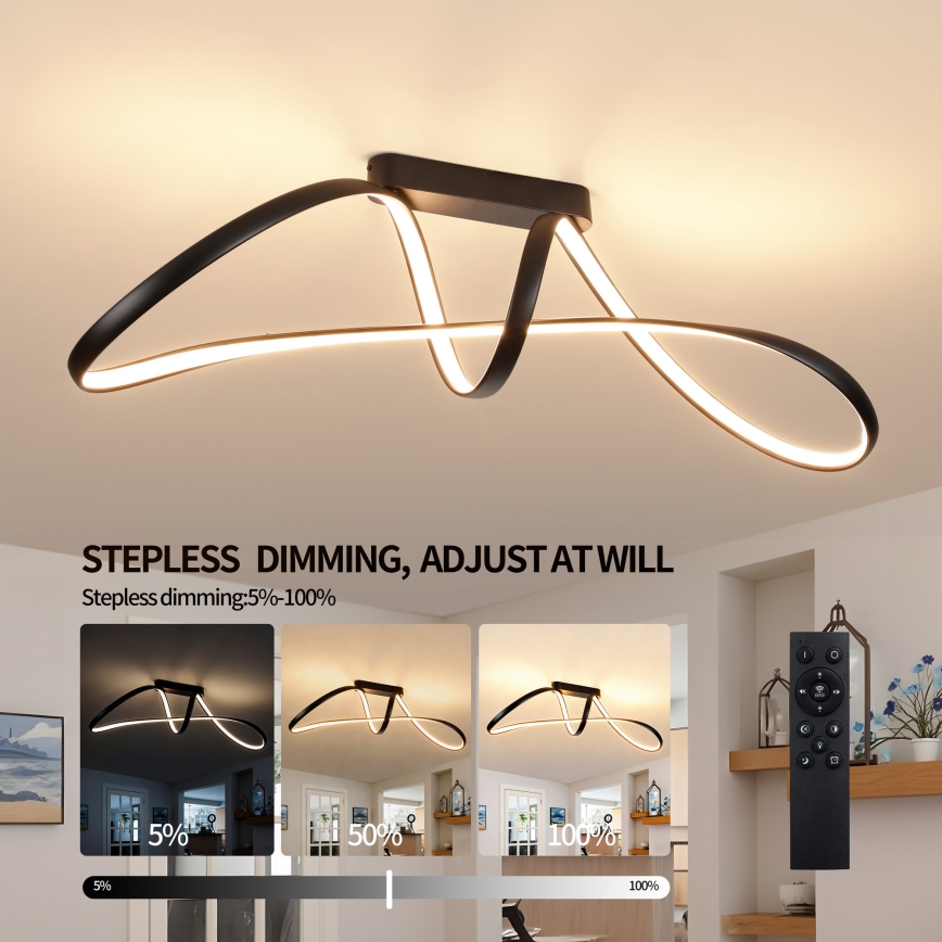 Brilagi - Dimbare LED-opbouwlamp TWISTER LED/60W/230V 3000-6000K zwart + afstandsbediening