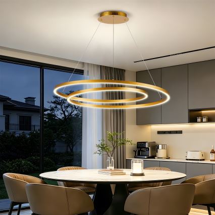BRILAGI - LED-dimbare pendellamp aan kabel TWISTER LED/105W/230V 3000–6000K Ø 100 cm goud + afstandsbediening